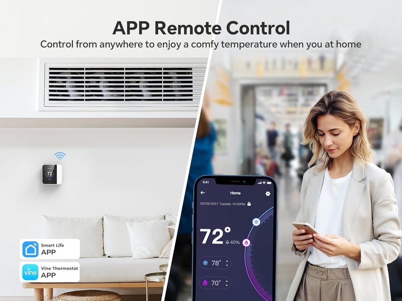 Vine Smart Thermostat for House, WiFi Thermostats for Home Compatible with Alexa and Google Assistant, 7day x 8period Programmable, Energy Star Certified, C-Wire Required - Image 3